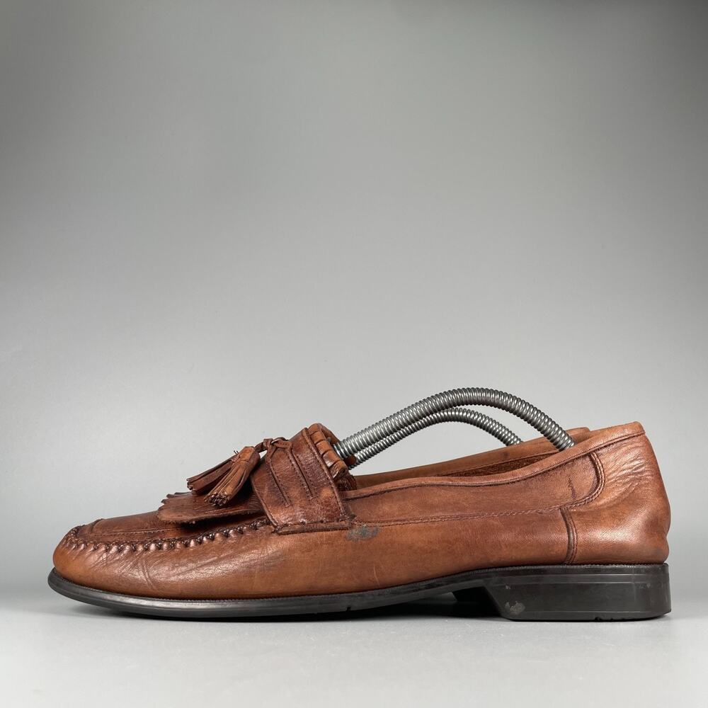 Bass Kiltie Men's Size 11 M Brown Leather Tassel Loafers Slip On Dress Shoes GUC